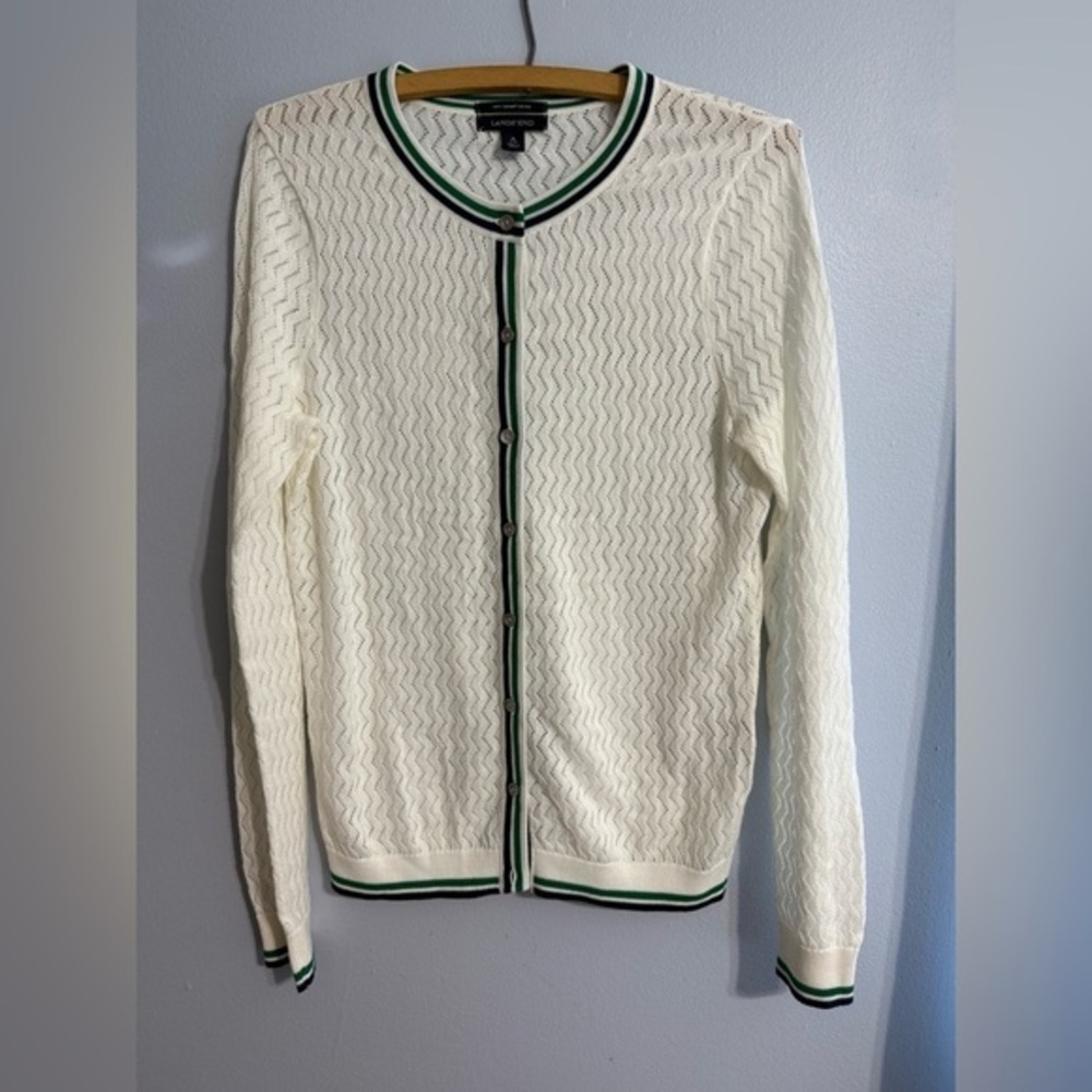 Lands' End Pointelle Cardigan 100% Supima Cotton